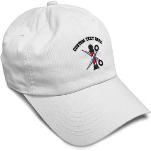 imageSpeedy Pros Soft Baseball Cap Barber Pole Scissors Embroidery Hairdresser Barber Cotton Dad Hats for Men ampamp WomenWhite Personalized Text Here