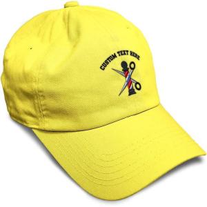 imageSpeedy Pros Soft Baseball Cap Barber Pole Scissors Embroidery Hairdresser Barber Cotton Dad Hats for Men ampamp WomenYellow Personalized Text Here