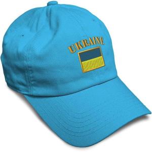 imageSpeedy Pros Soft Baseball Cap Ukraine Flag Embroidery Flags World Cup Soccer Cotton Embroidered Dad Hats for Men ampamp WomenAqua Design Only