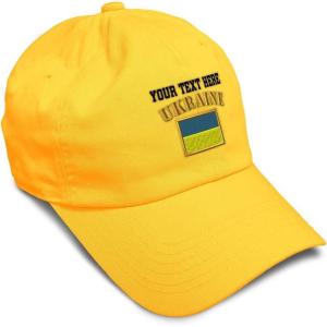imageSpeedy Pros Soft Baseball Cap Ukraine Flag Embroidery Flags World Cup Soccer Cotton Embroidered Dad Hats for Men ampamp WomenGolden Yellow Personalized Text Here