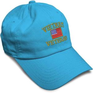 imageSoft Baseball Cap Vietnam Veteran War B Embroidery Flags USA Twill Cotton Army Dad Hats for Men ampamp WomenAqua Design Only
