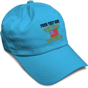 imageSoft Baseball Cap Vietnam Veteran War B Embroidery Flags USA Twill Cotton Army Dad Hats for Men ampamp WomenAqua Personalized Text Here
