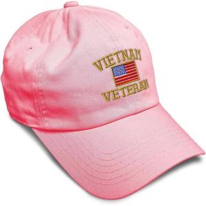 imageSoft Baseball Cap Vietnam Veteran War B Embroidery Flags USA Twill Cotton Army Dad Hats for Men ampamp WomenCoral Design Only