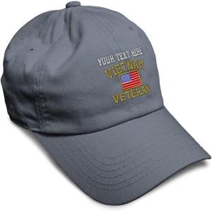 imageSoft Baseball Cap Vietnam Veteran War B Embroidery Flags USA Twill Cotton Army Dad Hats for Men ampamp WomenDark Grey Personalized Text Here