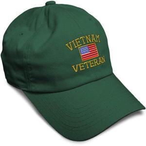 imageSoft Baseball Cap Vietnam Veteran War B Embroidery Flags USA Twill Cotton Army Dad Hats for Men ampamp WomenForest Green Design Only