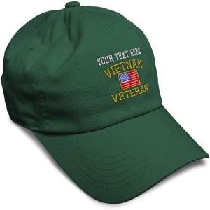 imageSoft Baseball Cap Vietnam Veteran War B Embroidery Flags USA Twill Cotton Army Dad Hats for Men ampamp WomenForest Green Personalized Text Here