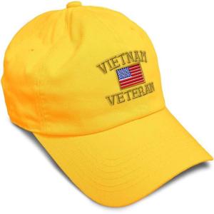 imageSoft Baseball Cap Vietnam Veteran War B Embroidery Flags USA Twill Cotton Army Dad Hats for Men ampamp WomenGolden Yellow Design Only