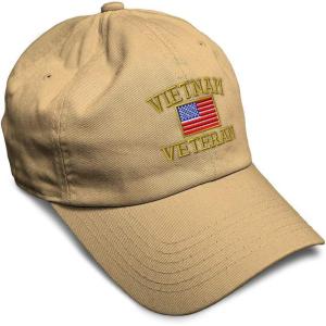 imageSoft Baseball Cap Vietnam Veteran War B Embroidery Flags USA Twill Cotton Army Dad Hats for Men ampamp WomenKhaki Design Only