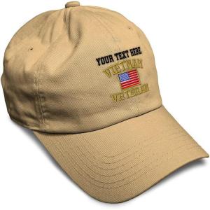 imageSoft Baseball Cap Vietnam Veteran War B Embroidery Flags USA Twill Cotton Army Dad Hats for Men ampamp WomenKhaki Personalized Text Here