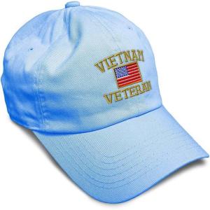 imageSoft Baseball Cap Vietnam Veteran War B Embroidery Flags USA Twill Cotton Army Dad Hats for Men ampamp WomenLight Blue Design Only