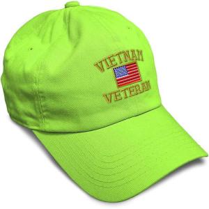 imageSoft Baseball Cap Vietnam Veteran War B Embroidery Flags USA Twill Cotton Army Dad Hats for Men ampamp WomenLime Design Only