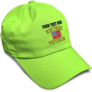 imageSoft Baseball Cap Vietnam Veteran War B Embroidery Flags USA Twill Cotton Army Dad Hats for Men ampamp WomenLime Personalized Text Here