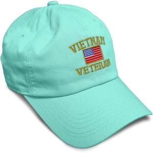 imageSoft Baseball Cap Vietnam Veteran War B Embroidery Flags USA Twill Cotton Army Dad Hats for Men ampamp WomenMint Design Only