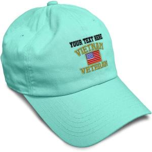 imageSoft Baseball Cap Vietnam Veteran War B Embroidery Flags USA Twill Cotton Army Dad Hats for Men ampamp WomenMint Personalized Text Here
