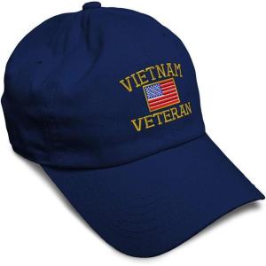 imageSoft Baseball Cap Vietnam Veteran War B Embroidery Flags USA Twill Cotton Army Dad Hats for Men ampamp WomenNavy Design Only