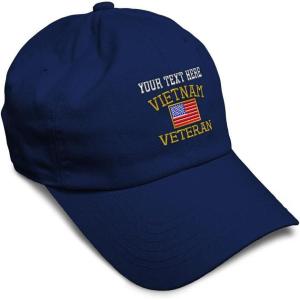 imageSoft Baseball Cap Vietnam Veteran War B Embroidery Flags USA Twill Cotton Army Dad Hats for Men ampamp WomenNavy Personalized Text Here