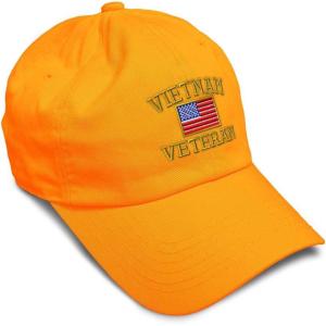 imageSoft Baseball Cap Vietnam Veteran War B Embroidery Flags USA Twill Cotton Army Dad Hats for Men ampamp WomenOrange Design Only