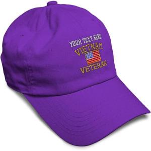 imageSoft Baseball Cap Vietnam Veteran War B Embroidery Flags USA Twill Cotton Army Dad Hats for Men ampamp WomenPurple Personalized Text Here