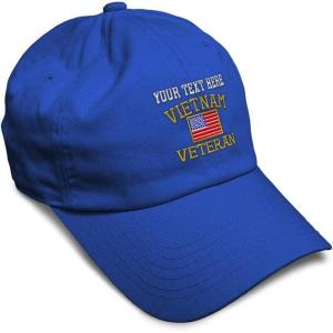 imageSoft Baseball Cap Vietnam Veteran War B Embroidery Flags USA Twill Cotton Army Dad Hats for Men ampamp WomenRoyal Blue Personalized Text Here