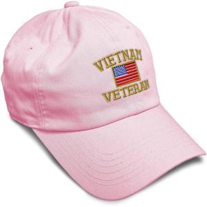 imageSoft Baseball Cap Vietnam Veteran War B Embroidery Flags USA Twill Cotton Army Dad Hats for Men ampamp WomenSoft Pink Design Only