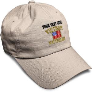 imageSoft Baseball Cap Vietnam Veteran War B Embroidery Flags USA Twill Cotton Army Dad Hats for Men ampamp WomenStone Personalized Text Here