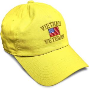 imageSoft Baseball Cap Vietnam Veteran War B Embroidery Flags USA Twill Cotton Army Dad Hats for Men ampamp WomenYellow Design Only
