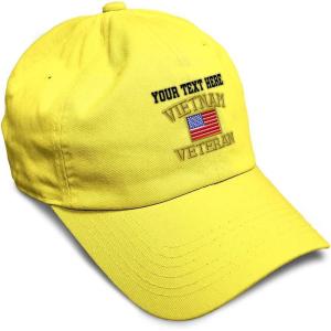 imageSoft Baseball Cap Vietnam Veteran War B Embroidery Flags USA Twill Cotton Army Dad Hats for Men ampamp WomenYellow Personalized Text Here