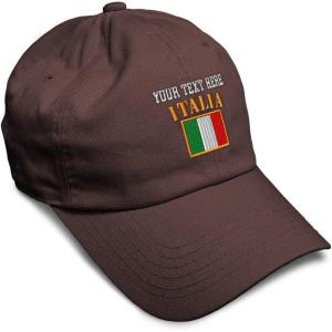 imageSpeedy Pros Soft Baseball Cap Italia Flag Embroidery Flags World Cup Soccer Cotton Embroidered Dad Hats for Men ampamp WomenBrown Personalized Text Here