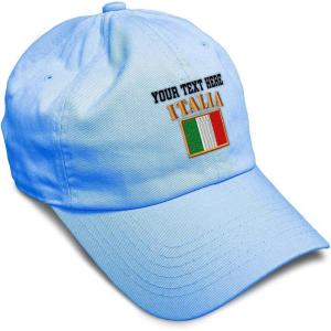 imageSpeedy Pros Soft Baseball Cap Italia Flag Embroidery Flags World Cup Soccer Cotton Embroidered Dad Hats for Men ampamp WomenLight Blue Personalized Text Here