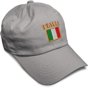imageSpeedy Pros Soft Baseball Cap Italia Flag Embroidery Flags World Cup Soccer Cotton Embroidered Dad Hats for Men ampamp WomenLight Grey Design Only