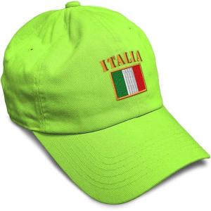 imageSpeedy Pros Soft Baseball Cap Italia Flag Embroidery Flags World Cup Soccer Cotton Embroidered Dad Hats for Men ampamp WomenLime Design Only