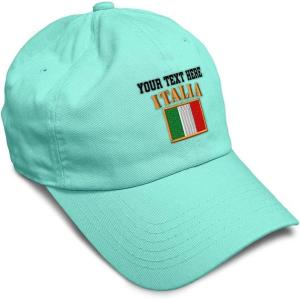 imageSpeedy Pros Soft Baseball Cap Italia Flag Embroidery Flags World Cup Soccer Cotton Embroidered Dad Hats for Men ampamp WomenMint Personalized Text Here