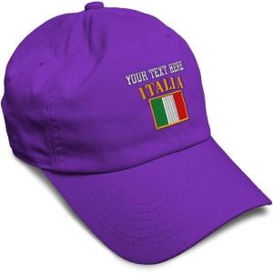 imageSpeedy Pros Soft Baseball Cap Italia Flag Embroidery Flags World Cup Soccer Cotton Embroidered Dad Hats for Men ampamp WomenPurple Personalized Text Here