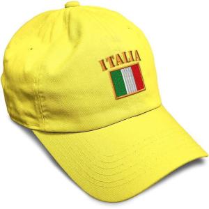 imageSpeedy Pros Soft Baseball Cap Italia Flag Embroidery Flags World Cup Soccer Cotton Embroidered Dad Hats for Men ampamp WomenYellow Design Only