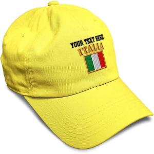 imageSpeedy Pros Soft Baseball Cap Italia Flag Embroidery Flags World Cup Soccer Cotton Embroidered Dad Hats for Men ampamp WomenYellow Personalized Text Here