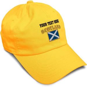 imageSpeedy Pros Soft Baseball Cap Scotland Flag Flags World Cup Soccer Cotton Embroidered Dad Hats for Men ampamp WomenGolden Yellow Personalized Text Here