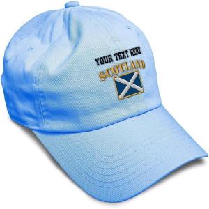 imageSpeedy Pros Soft Baseball Cap Scotland Flag Flags World Cup Soccer Cotton Embroidered Dad Hats for Men ampamp WomenLight Blue Personalized Text Here