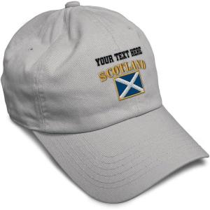imageSpeedy Pros Soft Baseball Cap Scotland Flag Flags World Cup Soccer Cotton Embroidered Dad Hats for Men ampamp WomenLight Grey Personalized Text Here
