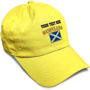 imageSpeedy Pros Soft Baseball Cap Scotland Flag Flags World Cup Soccer Cotton Embroidered Dad Hats for Men ampamp WomenYellow Personalized Text Here