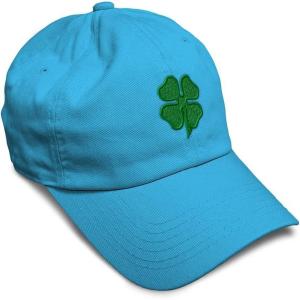 imageSoft Baseball Cap 4 Leaf Clover St Patricks Day Shamrock Cotton Celtic Clover Dad Hats for Men ampamp WomenAqua Design Only