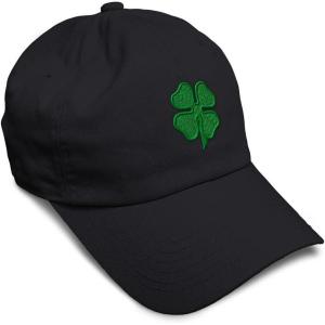 imageSoft Baseball Cap 4 Leaf Clover St Patricks Day Shamrock Cotton Celtic Clover Dad Hats for Men ampamp WomenBlack Design Only