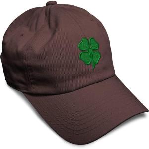 imageSoft Baseball Cap 4 Leaf Clover St Patricks Day Shamrock Cotton Celtic Clover Dad Hats for Men ampamp WomenBrown Design Only