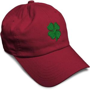imageSoft Baseball Cap 4 Leaf Clover St Patricks Day Shamrock Cotton Celtic Clover Dad Hats for Men ampamp WomenBurgundy Design Only