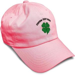 imageSoft Baseball Cap 4 Leaf Clover St Patricks Day Shamrock Cotton Celtic Clover Dad Hats for Men ampamp WomenCoral Personalized Text Here