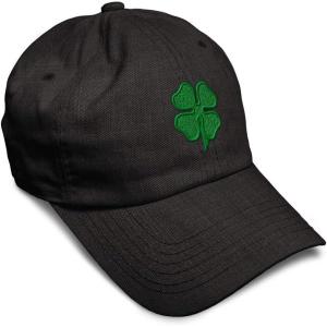 imageSoft Baseball Cap 4 Leaf Clover St Patricks Day Shamrock Cotton Celtic Clover Dad Hats for Men ampamp WomenDark Denim Design Only
