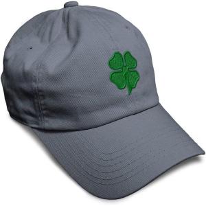 imageSoft Baseball Cap 4 Leaf Clover St Patricks Day Shamrock Cotton Celtic Clover Dad Hats for Men ampamp WomenDark Grey Design Only