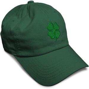 imageSoft Baseball Cap 4 Leaf Clover St Patricks Day Shamrock Cotton Celtic Clover Dad Hats for Men ampamp WomenForest Green Design Only
