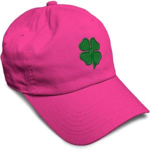imageSoft Baseball Cap 4 Leaf Clover St Patricks Day Shamrock Cotton Celtic Clover Dad Hats for Men ampamp WomenHot Pink Design Only
