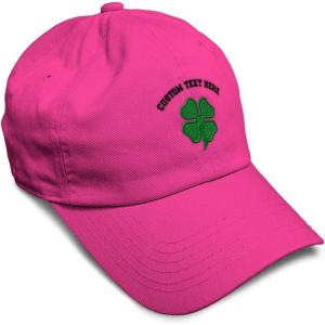 imageSoft Baseball Cap 4 Leaf Clover St Patricks Day Shamrock Cotton Celtic Clover Dad Hats for Men ampamp WomenHot Pink Personalized Text Here