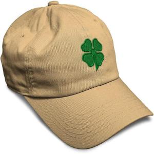 imageSoft Baseball Cap 4 Leaf Clover St Patricks Day Shamrock Cotton Celtic Clover Dad Hats for Men ampamp WomenKhaki Design Only
